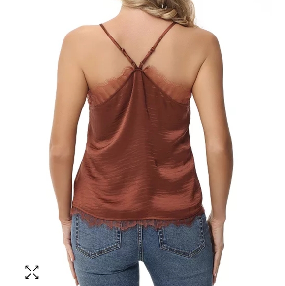 NWT Frye Eli Lace-Trim Racerback Tank Womens XL Brown Out Romantic Feminine - Picture 6 of 11